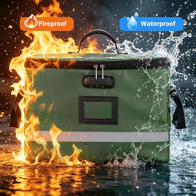 EXLIFBAG File Organizer, Fireproof File Box with Lids, Important Document Organizer Box with Lock, Portable File Folder Organizer with Handle