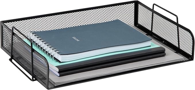 Mind Reader Stackable Paper Tray, Desktop Organizer, File Storage, Office, Metal Mesh, 4 Pcs., Black (Pack of 4)