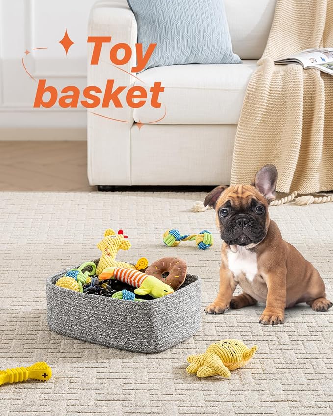 KALLAX Small Woven Storage Basket for Organizing, 13.5x9.5x5 inches, 3 Pack | Shelf baskets for closet organization, toy storage and home decor, Perfect as empty gift baskets for holidays, Mixed Grey