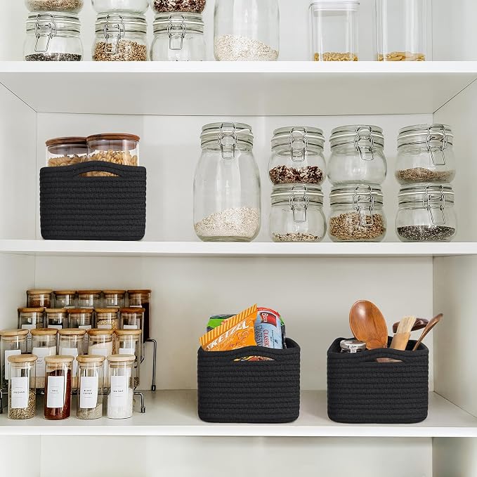 Goodpick 3-Pack Boo Storage Baskets for Organizing, 11 x 7 x 4.5 in | Closet Organizer Bins, Empty Storage Baskets for Organizing, Toy Baskets Storage Kids Storage Bin, Black