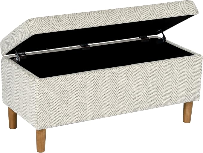 HomePop Malmo 36" Storage Bench - Cream Chevron Woven