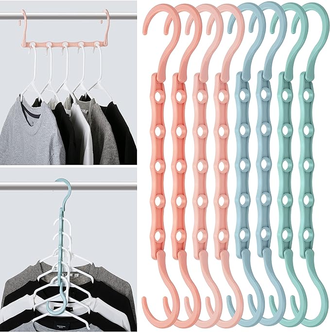Mr. Pen- Space Saving Hangers, 8 pcs, 360° Rotating Hooks | Magic Cascading Hanger Organizer with 5 Enclosed Slots, Closet Organizers and Storage for Clothes