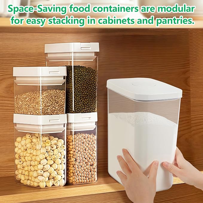 6 Qt Flour Sugar Storage Containers with Pop-up Lid Airtight 11 Lb Rice Bin | Crystal-Clear Plastic Dry Food Containers Tall and Slim BPA Free Pet Food Holder for Kitchen Pantry Organization
