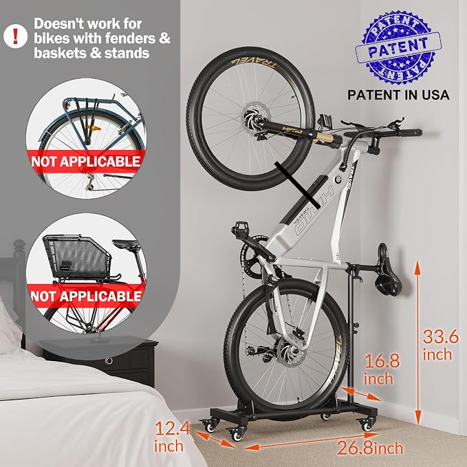 Sttoraboks Vertical Bike Stand, Freestanding Bike Rack Garage Storage Upright Bicycle Floor Stand Indoor Bike Holder with Adjustable Height for Garage & Apartment - for Wheels Sizes up to 29” | Freestanding Bike Stand With No Wall Mounting Or Drilling,...