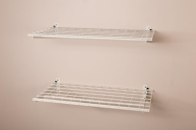 HyLoft 2-Pack Heavy Duty Steel Wall Garage Shelving, 36 in. x 18 in. Adjustable, Includes Hanging Rod, Max Shelf Load 200 Pounds, Item 777, White Powder Coated Finish