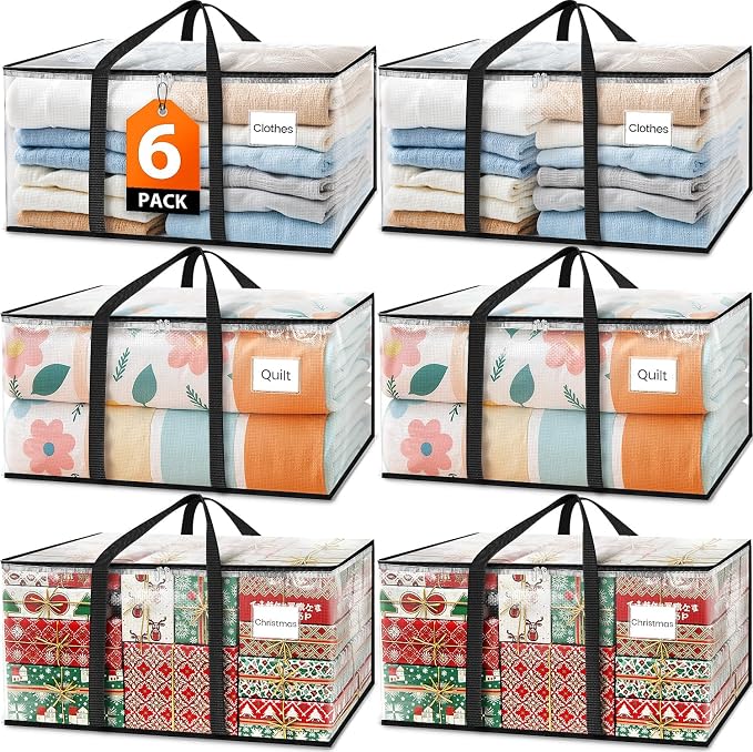Moving Bags Extra Heavy Duty Oversized Clear Storage Bags with Reinforced Handle and Double Zippers,Moving Supplies Totes for Storage Packing Dorm Room Essentials Alternative to Moving Boxes