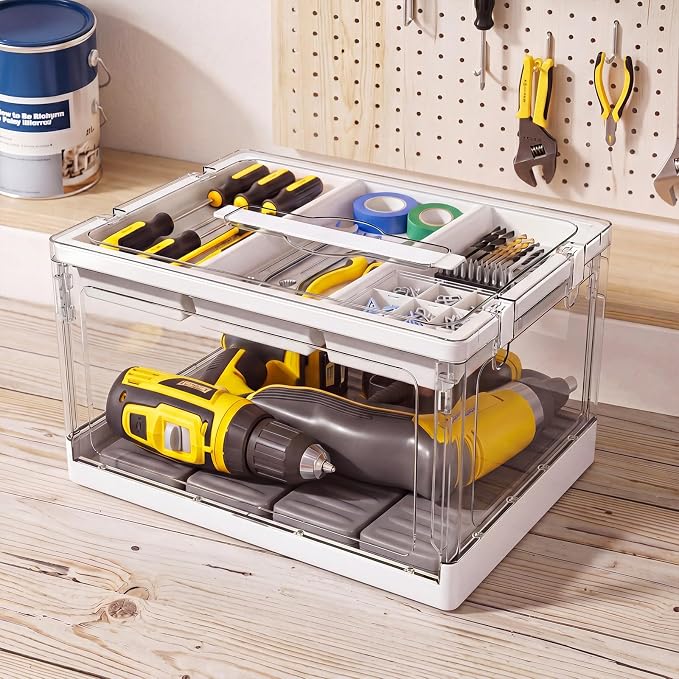 24QT 2Packs Clear Craft Organizers and Storage with Trays | Art Supply Organizer and Storage, Craft Storage Box with Lid for Beads, Markers, Coloring Books, Sewing, Playdoh and Tools