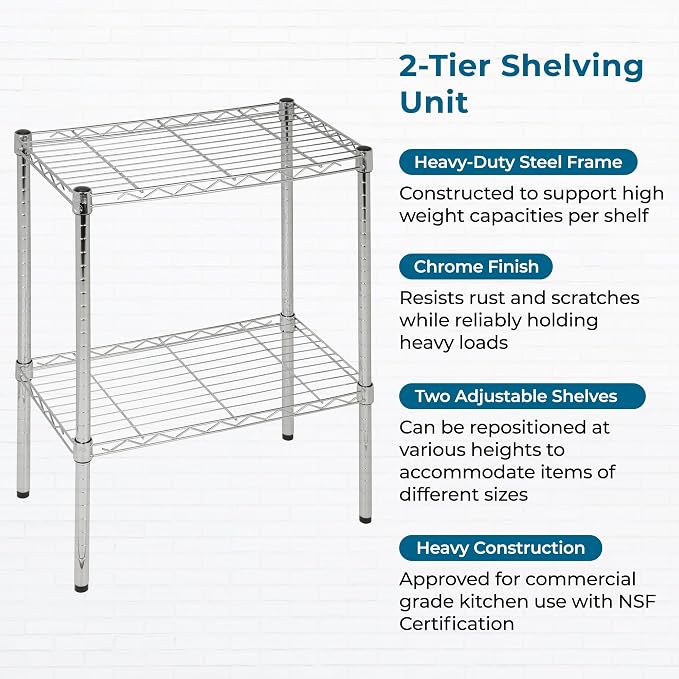 Honey-Can-Do 14x24x24 Shelving Unit CRM SHF-09374 Chrome, 500 lbs | 500 lb total; rust-resistant chrome; caster-ready (wheels sold separately); tool-free build for kitchen, garage & office