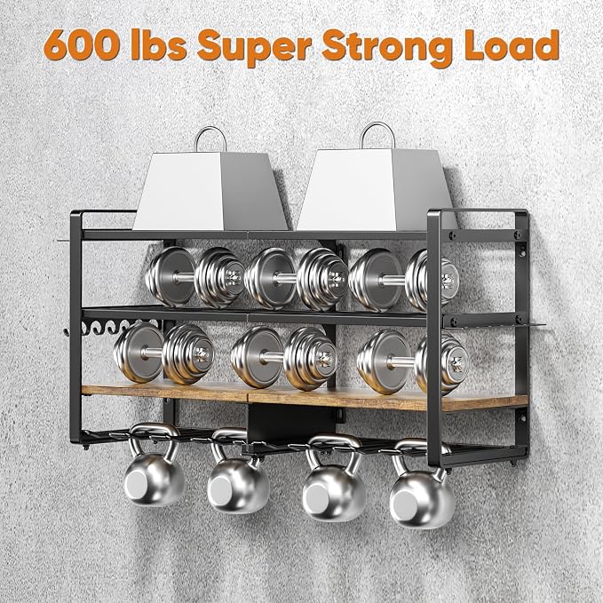 POKIPO Large Power Tool Organizer Wall Mount with 8-Outlet Charging Station, 600lbs Capacity Garage Storage Rack for 8 Cordless Drills Holder, Heavy Duty Metal 4-Layer Battery Utility Rack