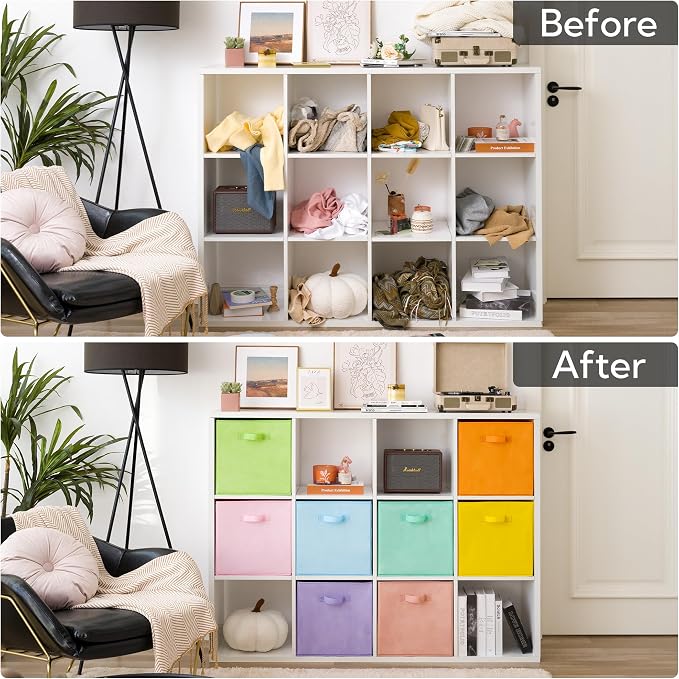 GRANNY SAYS 13 Inch Cube Storage Bins, Colorful Cube Storage Organizer, Fabric Storage Bins, Storage Cubes for Shelves, Closet, Toy Storage Bins for Kids Room, Play Room, Colour, 8-Pack
