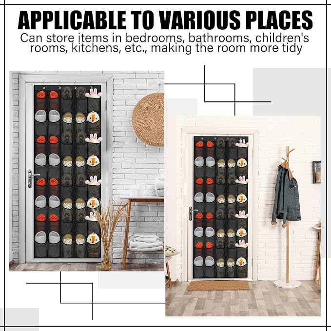 Windyun 2 Pcs 40 Pocket Over The Door Shoe Organizer Large Breathable Mesh Hanging Shoe Rack for Closet Space Saving Shoes Storage Holder Hanger for Dorm Room Bathroom Bedroom Entryway (Black)