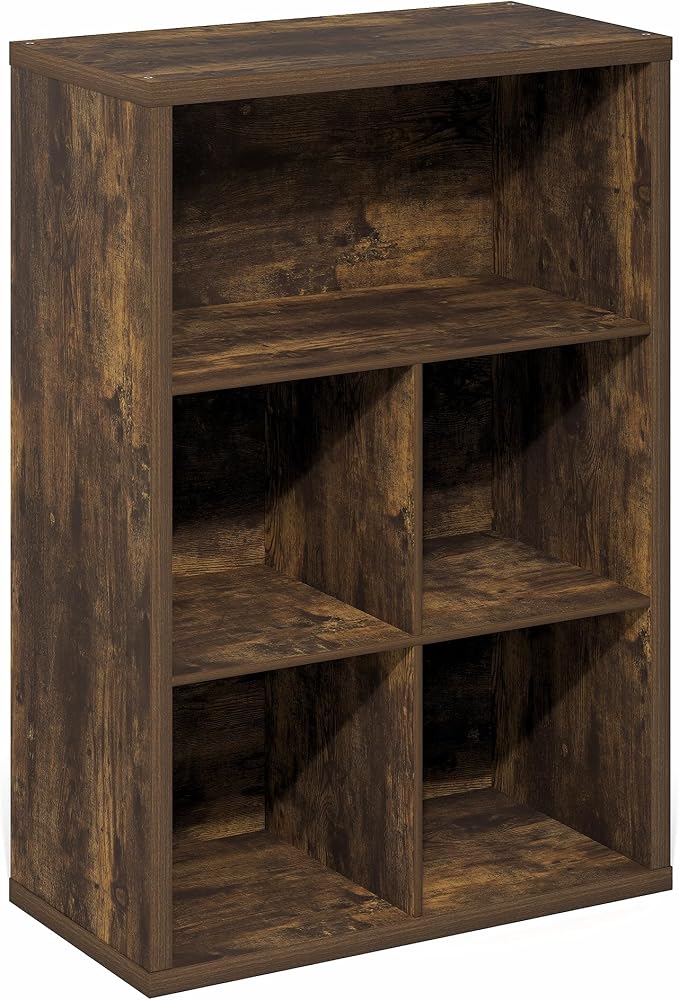5-Cube Bookcase, Cube Storage Organizer Bookshelf, Book Shelf with Closed Back, 15.3 x 29.9 x 43.3, for Bedroom, Living Room, Home Office, Amber Pine