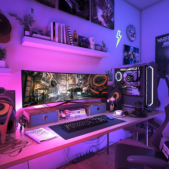 WESTREE Dual Monitor Stand Riser with Two Drawers, Extra Large Storage Monitor Stand for 2 Monitors, Desktop Organizer Stand Storage for Computer,Laptop,Screen,Printer,TV