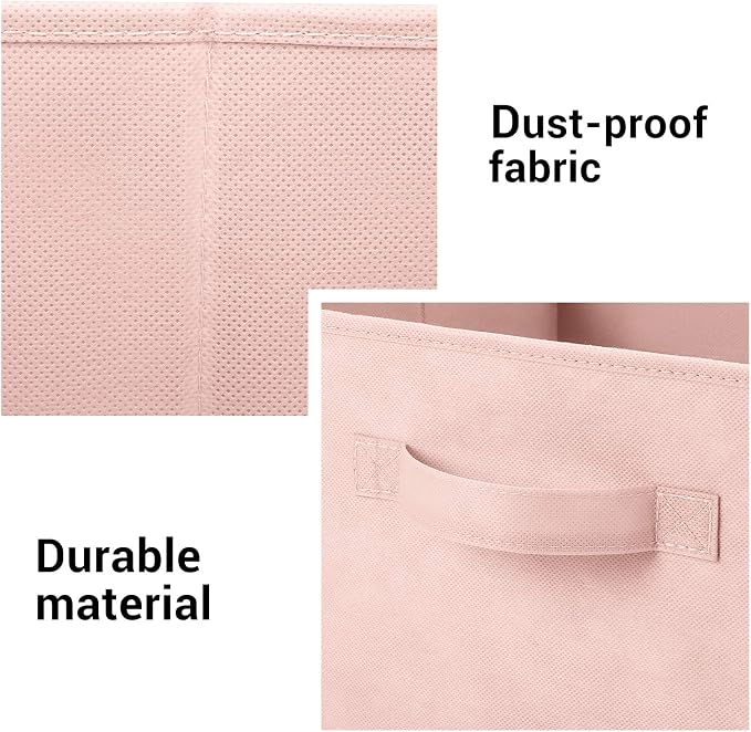 MaidMAX Fabric Storage Bins 10.5×10.5×11, Foldable Cloth Cube Storage Bins for Home Bedroom Closet Drawers Organizer, Pink, Set of 6 | Set of 6 Cloth Cube Storage Bins for Home Bedroom Closet Drawers Organizer Sturdy Handles for Easy Access
