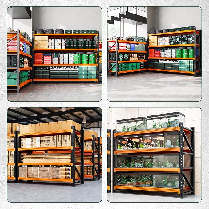 Letaya 3000LBS Heavy Duty Storage Shelves,70" H Metal Garage Shelving Units,4 Tier Large Tall Industrial Shelving,Adjustable Utility Rack Shelf for Warehouse,Basement (Orange, 48" W x 24" D x 70" H)