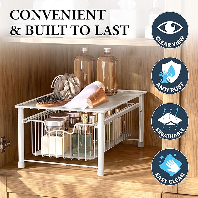 Simple Houseware Stackable Basket Drawer, White