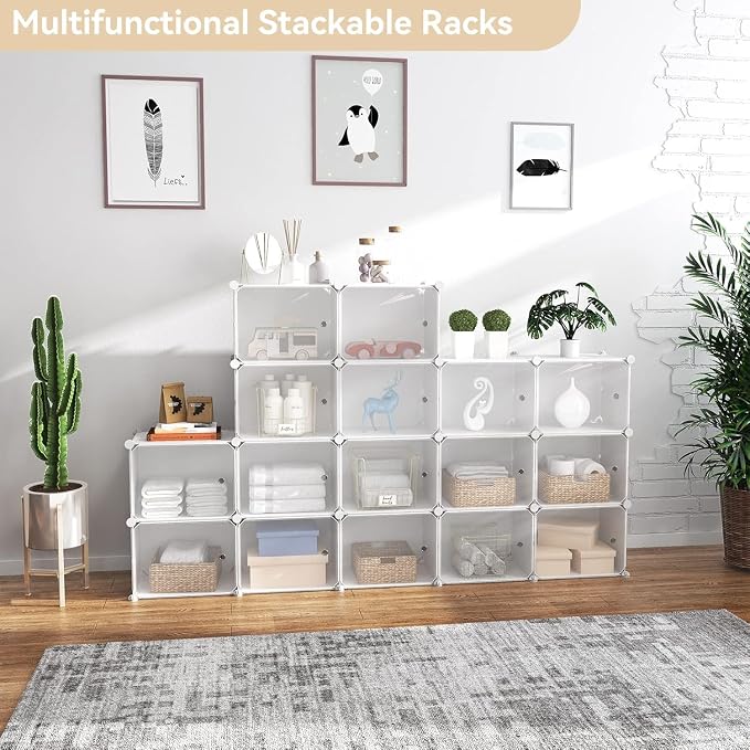 Portable Shoe Rack Organizer with Door, 96 Pairs Shoe Storage Cabinet Easy Assembly, Plastic Adjustable Shoe Storage Organizer Stackable Detachable Free Standing DIY Expandable 12 Tier White