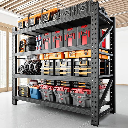 RAVIGIN 3000LBS Storage Shelves, 48" W Garage Shelving Heavy Duty Metal Adjustable Garage Shelves, Shelving Units Industrial Shelving for Warehouse, 48" W x 23.7" D x 70" H, Black