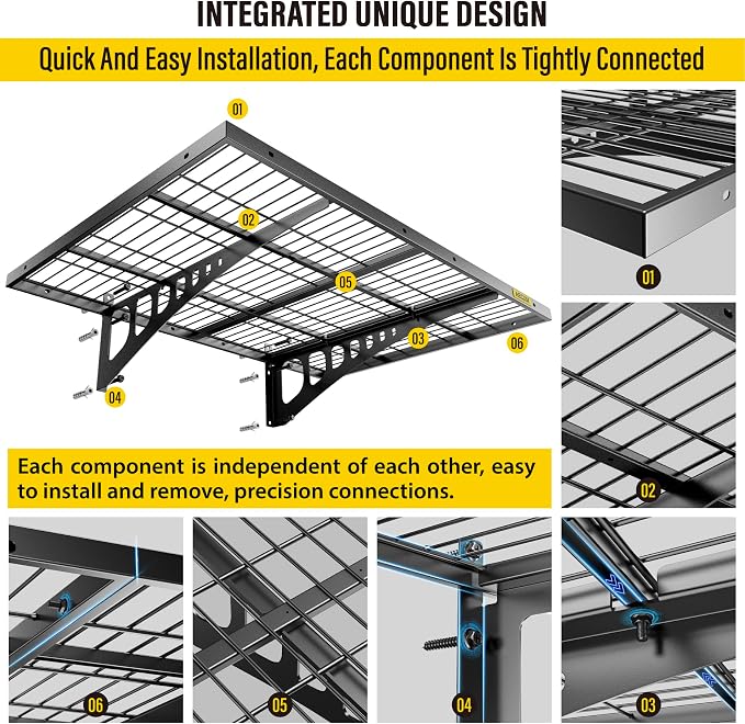 Aecxm 2x3ft 4Pack Wire Shelving Unit Heavy Duty Garage Storage Shelves Wall Mounted Black 1120lbs Load Capacity（24-inch-by-36-inch）
