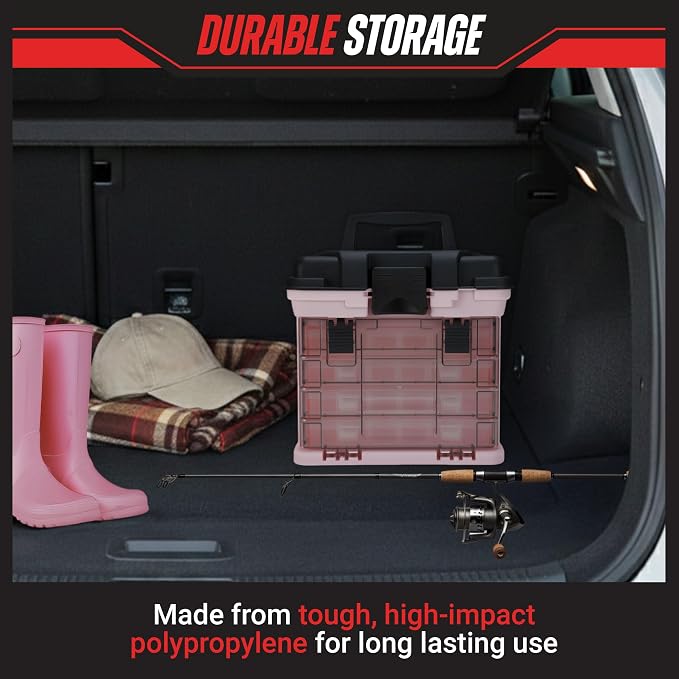 Pink Tool Box Organizer with Removable Compartments – Portable Storage Case for Crafts, Beads, Screws & Small Tools – Lightweight Utility Organizer by Stalwart