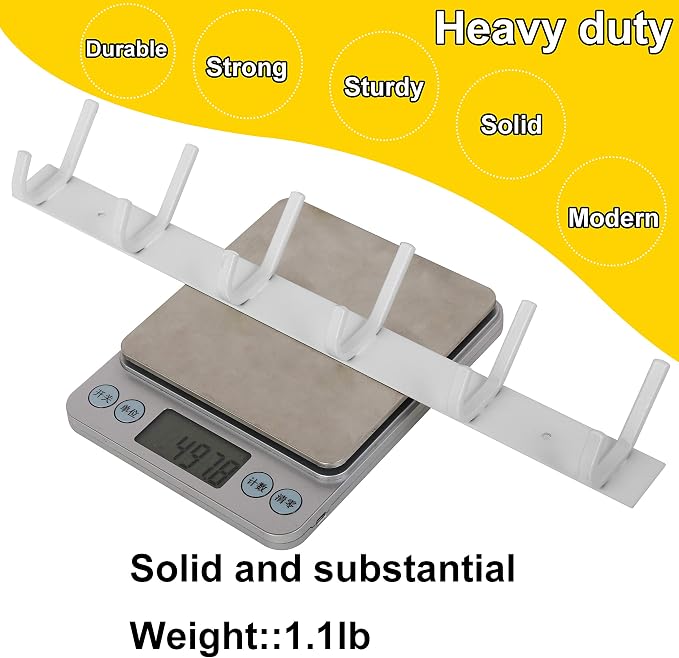 WEBI Coat Rack Wall Mount,Coat Hooks Wall Mounted,Coat Hanger Wall Hook Rack,6 Hooks for Hanging Coats,Jacket,Hats,Clothes,White