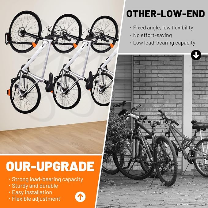 Swivel Bike Rack Wall Mount, 1 pcs Bike Hanger Wall Mount, Wall Space-Saving Vertical Bike Hanger, Sturdy Bike Storage Rack, Indoor Bicycle Hooks