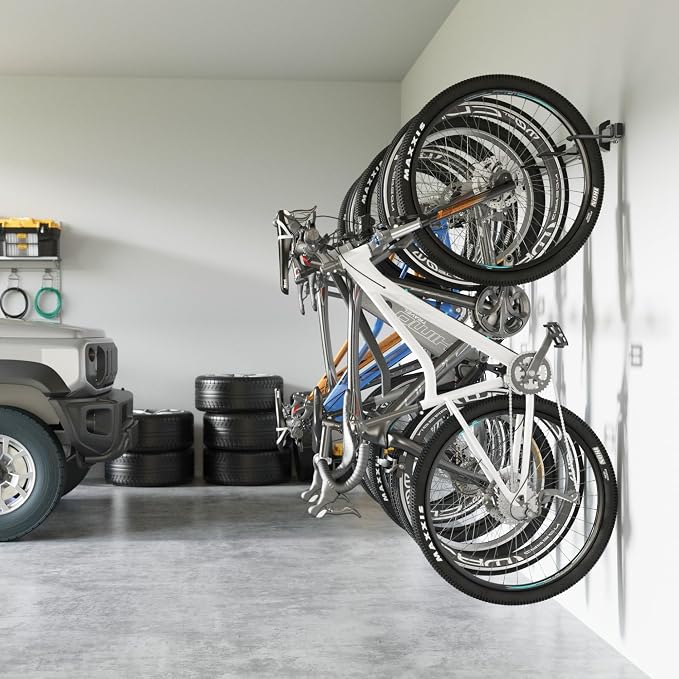 monTEK Enhanced Garage Bike Rack, Adjustable 6 Bike Hangers for Garage | Equipped with 78.5in Extended Rail,Accommodate Various Bicycle Sizes,Heavy-Duty Steel Bike Wall Mount,Max Capacity 330 lbs