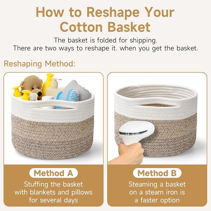 3 Pack Small Rope Storage Baskets, 9.82×9.82×7.1", Mixed Brown | Cotton Basket for Gifts Empty, Cute Round Woven Basket, Decorative Shelf Basket Organizer, Organizing Basket for Shelves
