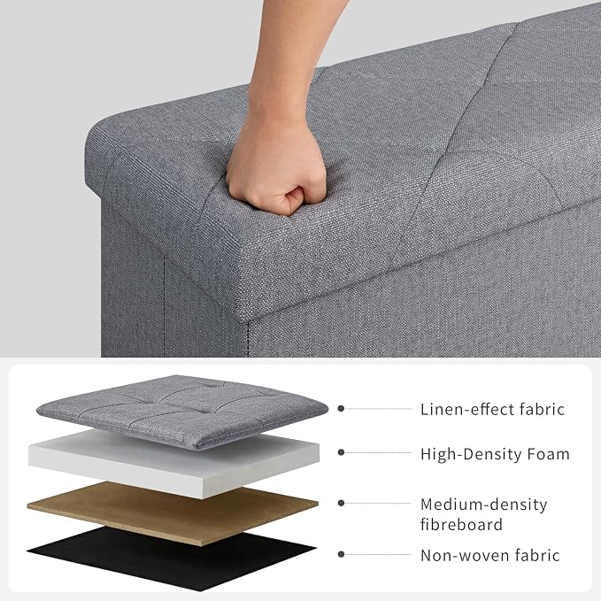43 Inches Folding Storage Ottoman Bench for Bedroom,660 lb Ottoman with Storage End of Bed Storage Bench,for Bedroom,Living Room,Entryway,Dark Gray（43Wx15Dx15H