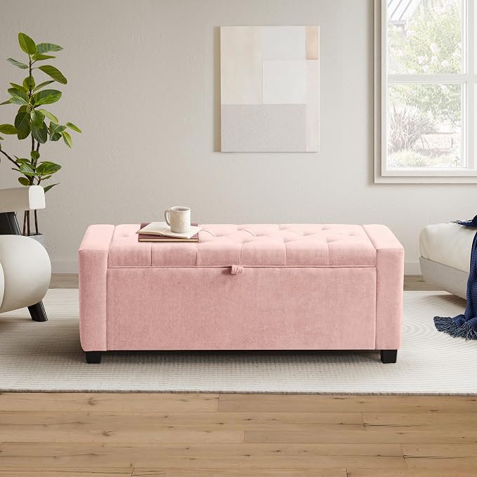 GRAINELL 42.13” Storage Ottoman Bench, Upholstered Tufted Bedroom Bench | End of Bed Storage Bench for Living Room & Entryway, 350 lb Capacity