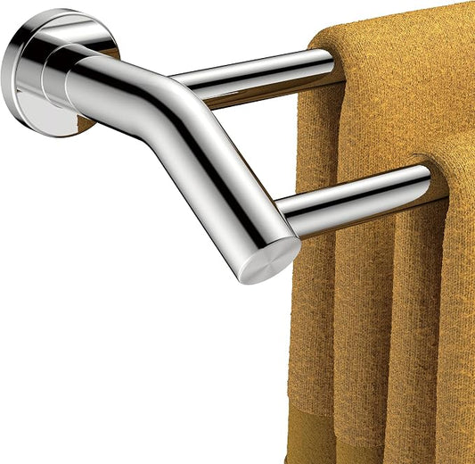 FORIOUS Double Towel Bar 24", Bathroom Towel Holder Rod Wall Mounted Chrome | Heavy Duty Towel Racks for Bathroom Bedroom, Space Saving, Rustproof, Stainless Steel Towel Holder, Total Length 26 Inch