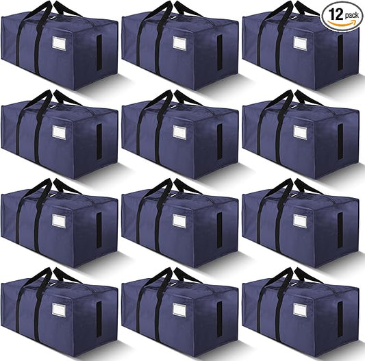 HOMESURE Supports 200lbs Heavy Duty Moving Bags - Strong Zipper & Wrap-Around Handles - Water-Resistant Storage Totes, Durable Alternative to Moving Boxes - 12 Pack - Blue