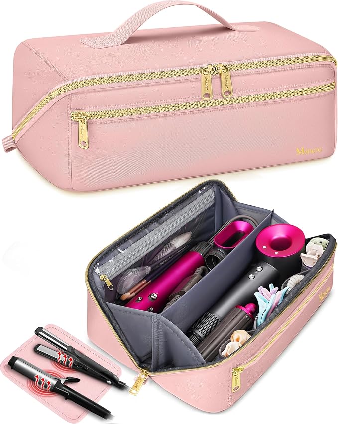 Mancro Hair Tools Travel Bag, Carrying Case Compatible with Shark Glam | Wide-open Hot Hair Tool Organizer with Separate Heat Resistant Mat, Hair Accessories Organizer for Straightener, Curling Iron
