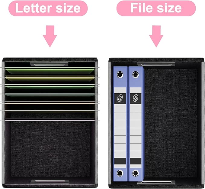 File Organizer Box with Lids, Collapsible File Folder Organizer | File Box with Plastic Slides for Document, Filing Bin for Letter Size Hanging File Folders (4 Pack, Pink, Leather)