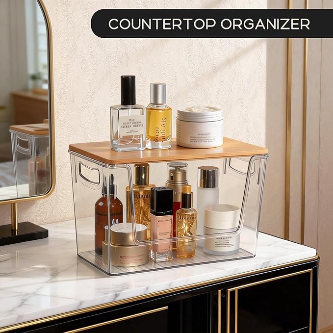 Pantry Organizers Storage, 2 Pack Large Clear Storage Bins for Onion, Potato, Garlic, Canned Food, Organizer Bins for Under Sink, Kitchen, Countertop, Bathroom