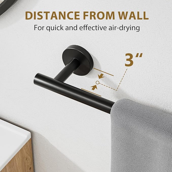 Luxbaro 2 Pack 18 Inch Matte Black Towel Bar, Thicken, Total Length 20-Inch | Towel Rack for Bathroom Wall, SUS304 Stainless Steel Towel Rod, Modern Home Decor