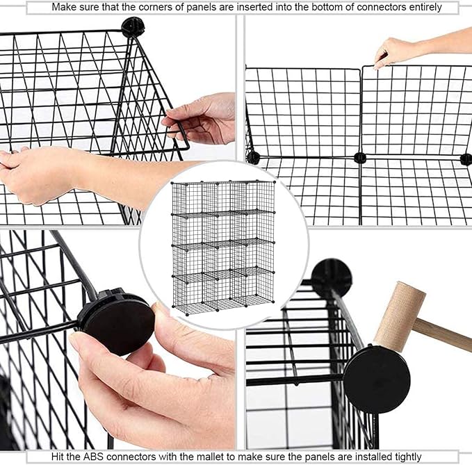 C&AHOME Wire Cube Storage, 12-Cube Storage Organizer Metal, C Grids, Black | Modular Shelves Units Storage Bins Shelving Bookshelf Shelf Cabinet Organizer