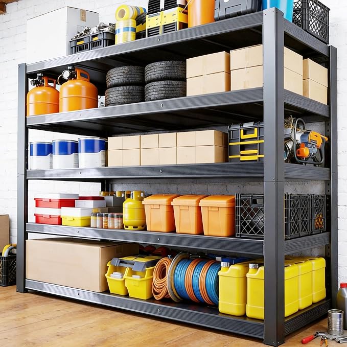 84" H 5-Tier Heavy Duty Storage Shelves, 3000LBS Capacity Adjustable Metal Industrial Garage Shelving Units,Freestanding Storage Rack for Shop and Warehouse, 84" H x 55" W x 24" D