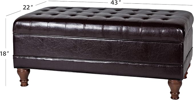 HomePop Deluxe Tufted Storage Bench with Hinged Lid, Espresso