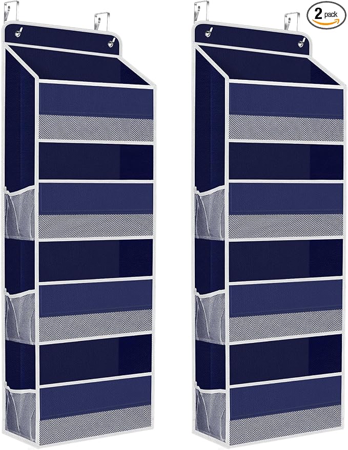 2 Pcs Over The Door Organizer Large Capacity Hanging Storage Room Organizer | 40 lb Capacity, Ultra-Sturdy, Foldable, Mesh Design with Clear Window, Space-Saving Organizer for Pantry, Nursery & Closet