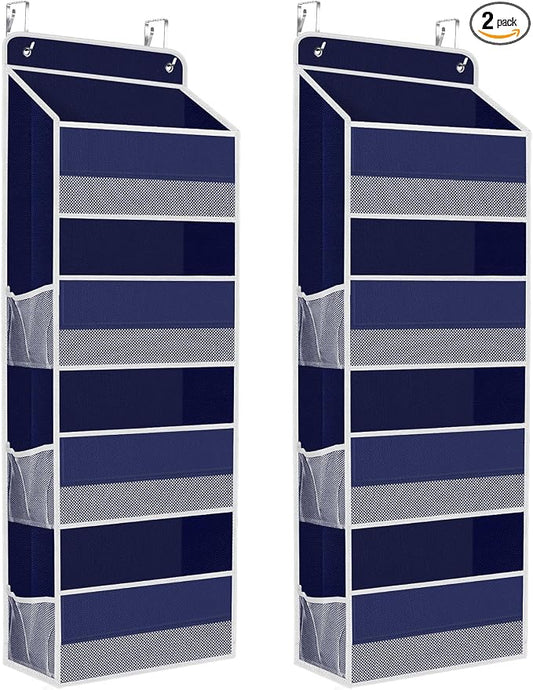 2 Pcs Over The Door Organizer Large Capacity Hanging Storage Room Organizer | 40 lb Capacity, Ultra-Sturdy, Foldable, Mesh Design with Clear Window, Space-Saving Organizer for Pantry, Nursery & Closet