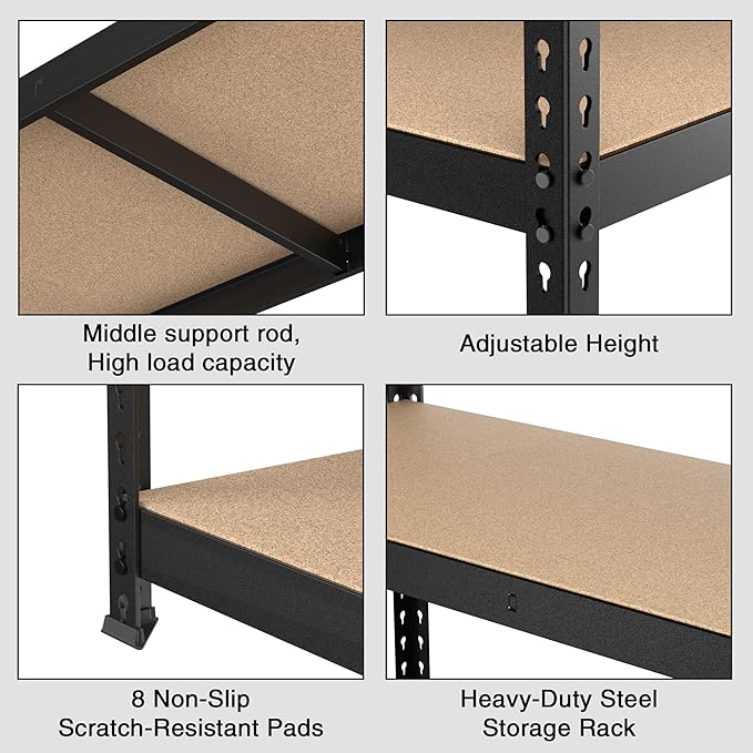 WORKPRO Shelving with MDF Board, 27-2/5"W x 11-7/10"D x 60" H, 1650LBS Load