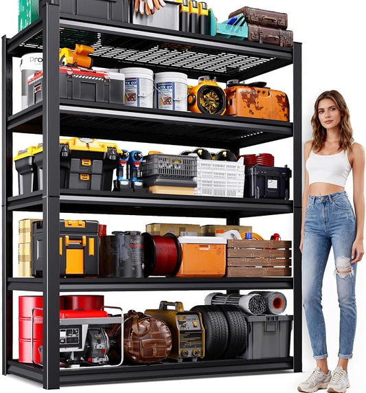72"Hx59"Wx20"DGarage Shelving-2500 lbs 5 Tier Storage Shelves,Adjustable Heavy Duty Metal Shelving Unit and Storage Large Wire Rack,Utility Steel Shelf for Warehouse Industrial Pantry Basement