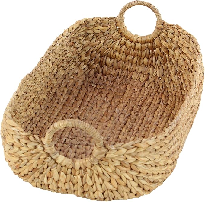Deco 79 Seagrass Handmade Decorative and Functional Storage Basket Basket Organizer with Metal Handles, Set of 5 Basket for Storage 23", 21", 19", 16", 12"W, Brown