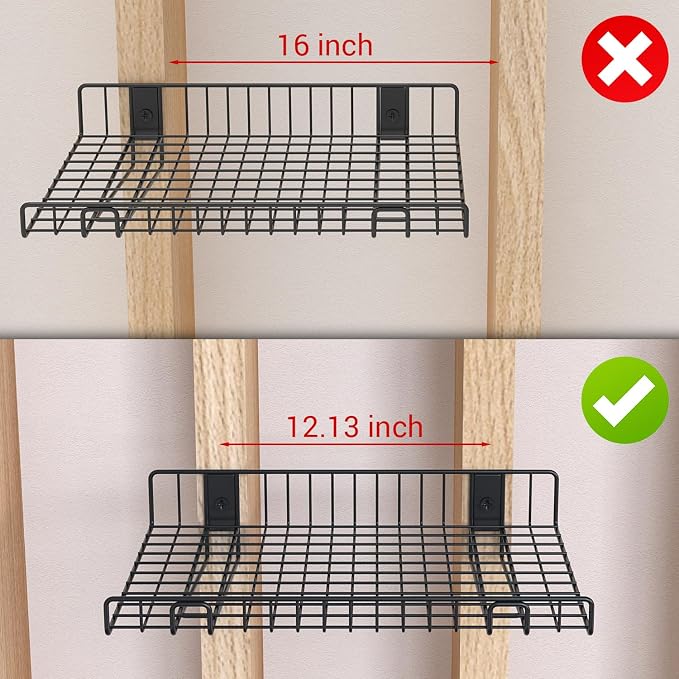 2 Pack Garage Wall Shelf, Wall Mounted Storage Shelves, Heavy Duty Metal Shelves for Room Wall, Loads 80 LBS Floating Shelves Mesh Storage Rack for Garage, Office, Basement,Wall Cabinet and Kitchen