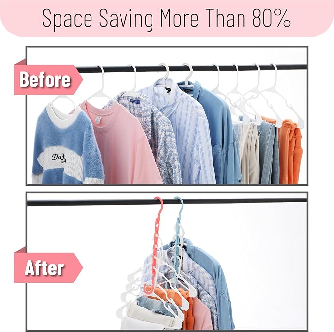 Mr. Pen- Space Saving Hangers, 8 pcs, 360° Rotating Hooks | Magic Cascading Hanger Organizer with 5 Enclosed Slots, Closet Organizers and Storage for Clothes