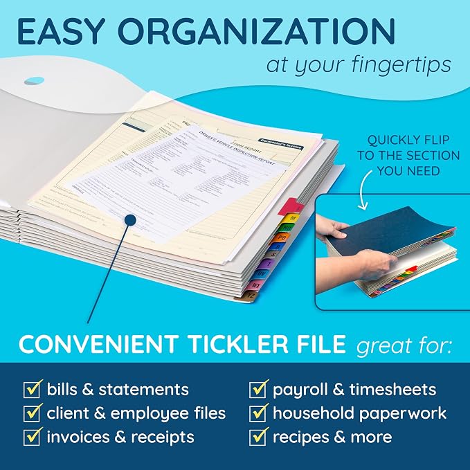 Blue Summit Supplies A-Z Desk File Sorter, Letter, 20 Dividers, Blue | Expanding alphabetical sorter, 20 A-Z dividers, for mail, files, invoices, and desktop organization