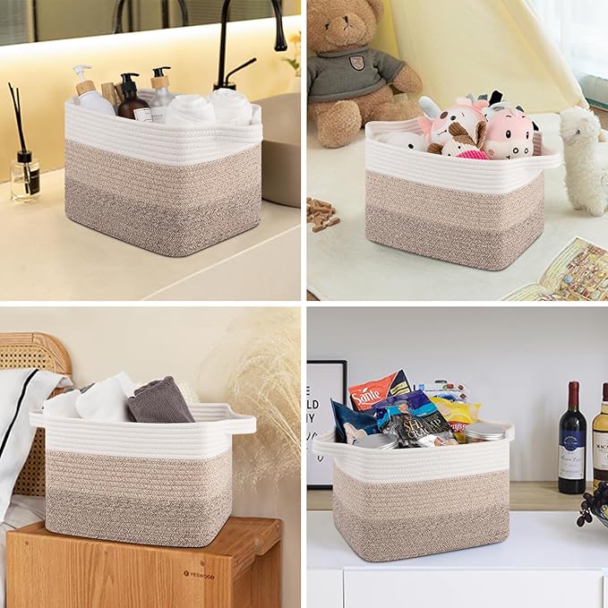 OIASKET Storage Basket for Organizing, Woven Baskets for Storage, Rectangle Decorative Baskets for Shleves, Closet, Toys, Books, Nursery Organizer Bins - Pack of 3 (Gradient Yellow, 13"x9.85"x8.7")