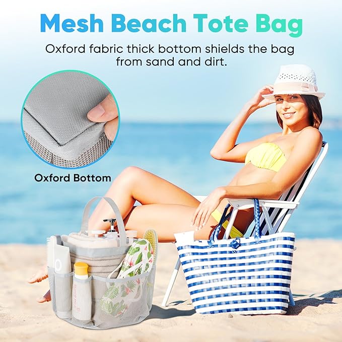 EUDELE Mesh Shower Caddy Portable for College Dorm Room Essentials,Portable Shower Caddy Dorm with 9-Pocket Large Capacity, Shower Bag for Beach, Swimming, Gym, Travel essentials, Grey