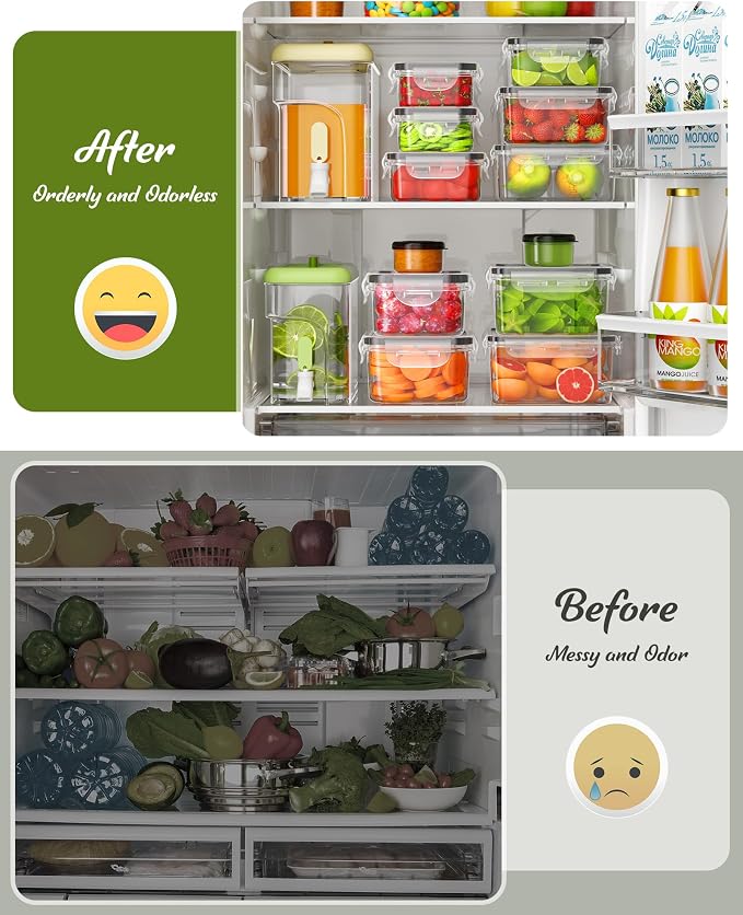 56 Piece Food Storage Containers with Lids(28 Containers & 28 Lids), BPA-Free Plastic Food Containers for Kitchen Storage and Organization, Leak Proof Meal Prep Container, Includes Labels & Pen